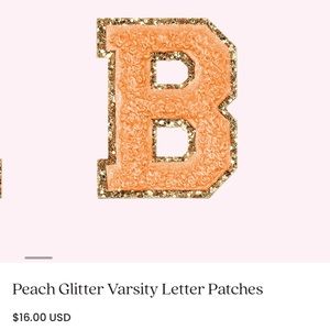 Stoney Clover Lane Varsity Patch Glitter Peach “B”